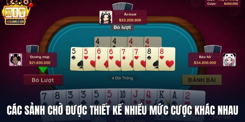 Các sảnh chờ được thiết kế nhiều mức cược khác nhau 